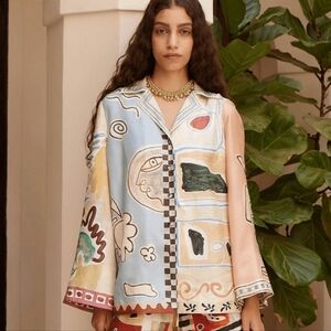 ALÉMAIS Michelle Silk Buttondown Shirt US 2